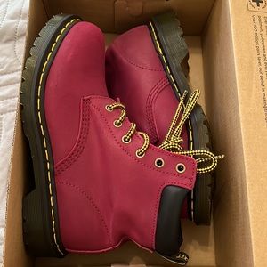 Deep red greasy suede Dr Martens